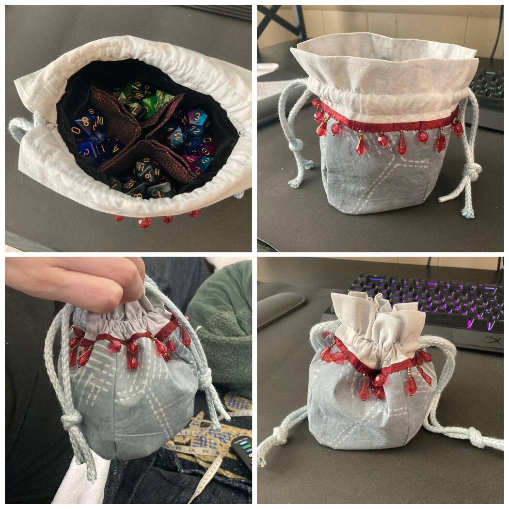 Handmade Dice / Trinket Bag Example